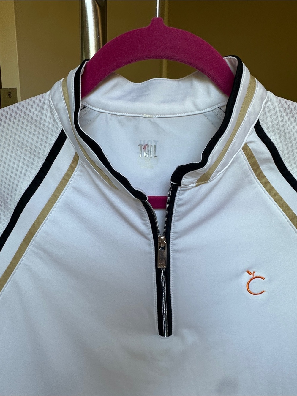 Medium Tail White Polo with Black and Gold Trim - Picture 2 of 6